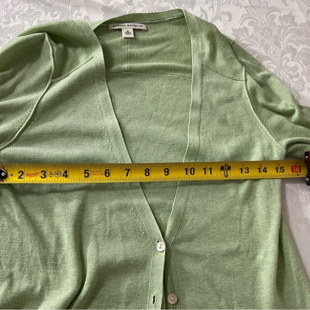 Banana Republic Womens Fall Casual Silk Blend Green Cardigan Sweater Size Medium - Picture 5 of 10